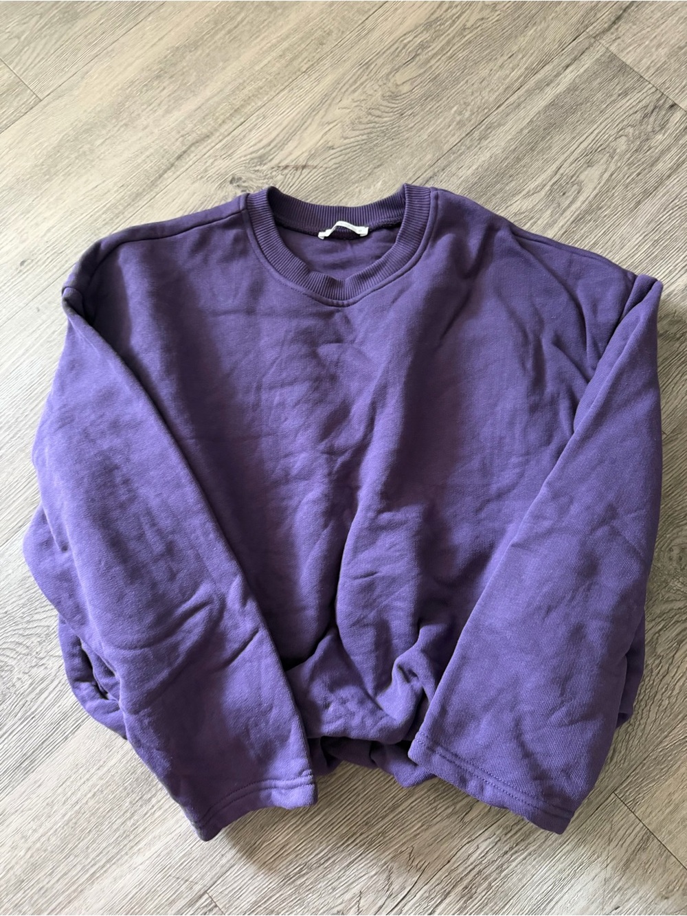 Zara Deep Purple Ribbed-Neck Sweatshirt